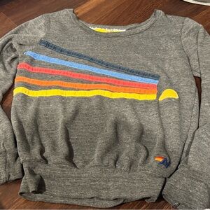 Aviator Nation Gray Sweatshirt with Multicolor Stripes
